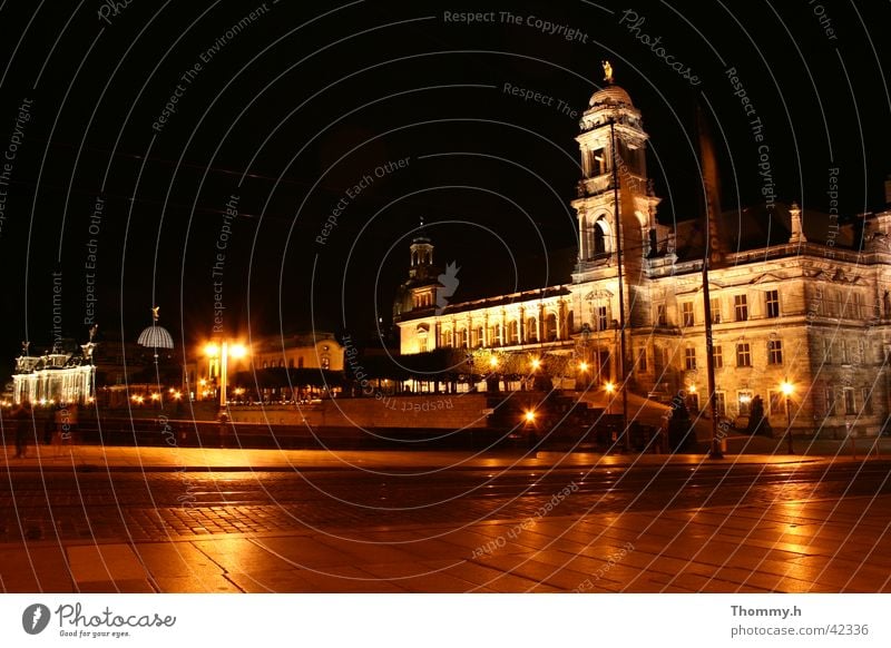 View of the Brühlsche Terasse in Dresden Town Night Light Architecture Brühl's Terrace