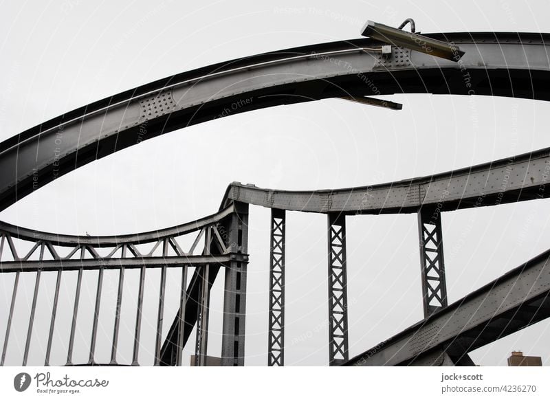 so-called million bridge in detail Steel construction Sky Architecture Steel carrier Bridge Abstract Swinoujscie Bridge Berlin-Wedding Manmade structures