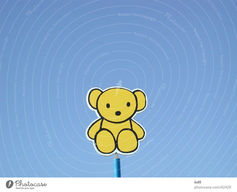 teddy on blue Teddy bear Yellow Color gradient Illustration Blue sky Bear Signs and labeling