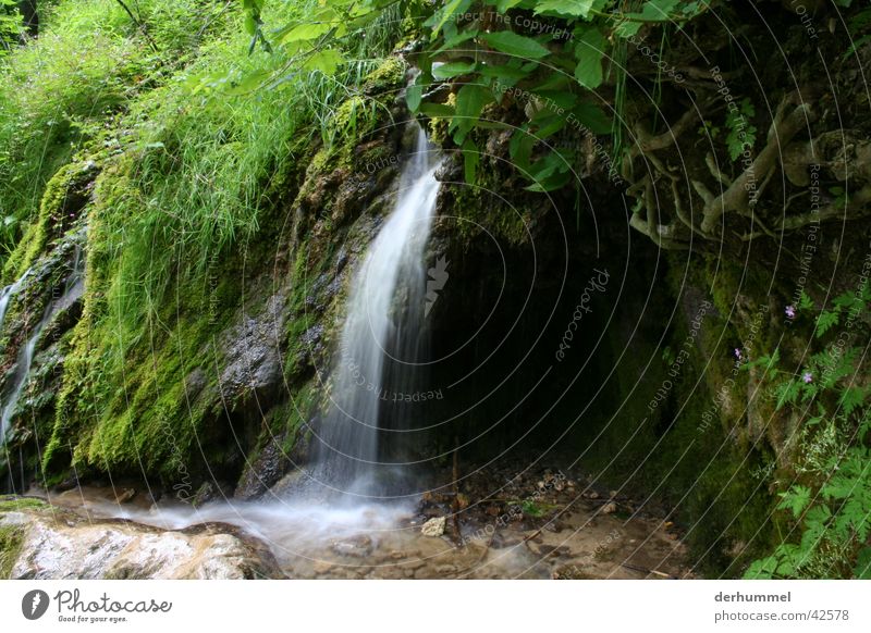 waterfall Green Brook Riverbed Waterfall small waterfall Nature Stone