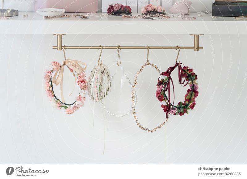 Hair Wreaths wreath of hair Flower wreath Blossom Wedding Wedding accessories romantic Jewellery Shop window Decoration Spring pastel nuptial pretty