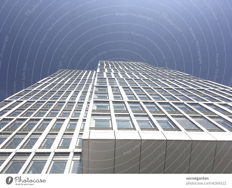 Sky-high perspective (2) High-rise Tall Blue White Architecture Facade Window Office building New building Town Modern Building Exterior shot Colour photo