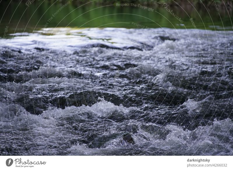 Rapids at a weir in the Sieg with agitated, splashing water River Water Waves Colour photo Environment Wet Reflection Nature Deserted Summer Elements Brook