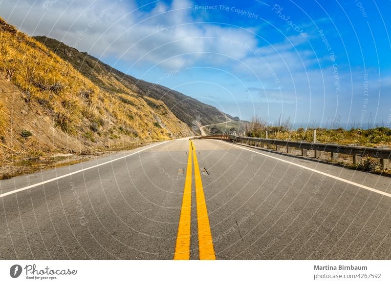 Empty Pacific Highway 1 in California on a spring day california state route 1 pacific pacific coast highway road highway 101 empty landscape travel asphalt