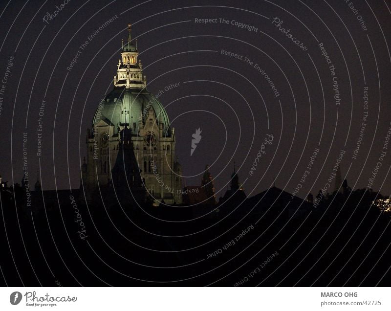 Hannover's city hall at night City hall Building Domed roof Night Architecture Silhouette