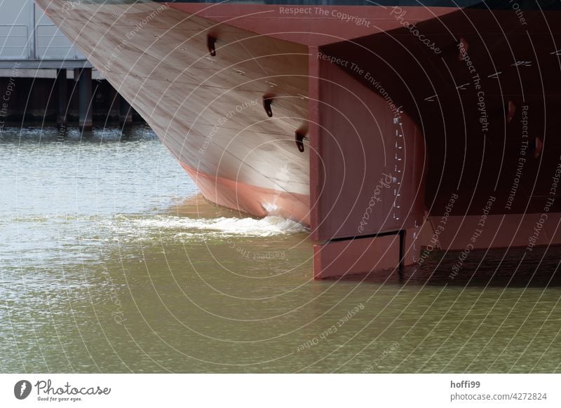 Detail of a stern from a very large ship tankers Container ship Navigation Water Maritime Oil tanker Watercraft Port City Logistics Machinery Bremen River