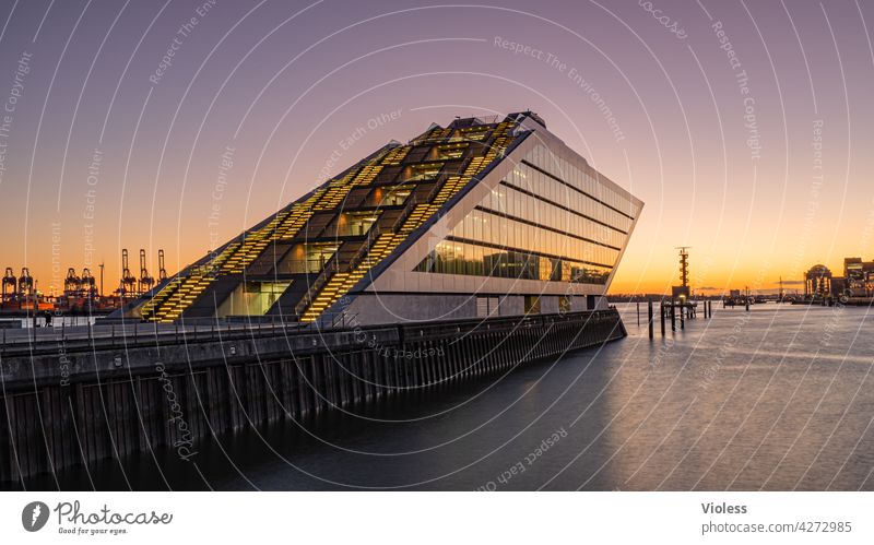 Port in the evening II Port City Harbour Manmade structures Building Wall (building) Wall (barrier) Architecture Stairs Facade Tourist Attraction Esthetic