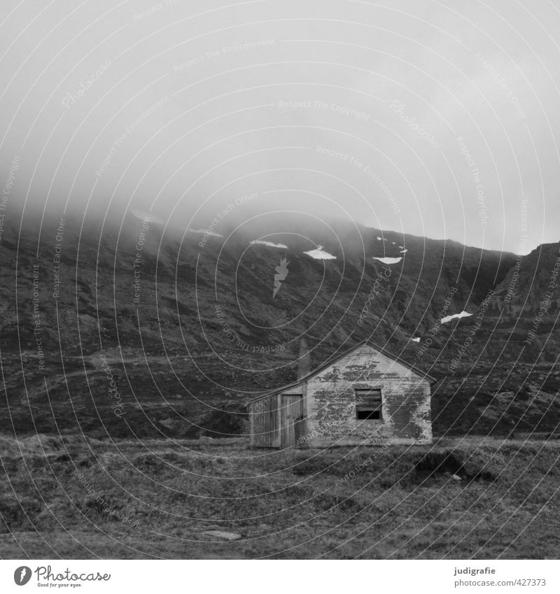 Iceland Environment Nature Landscape Clouds Climate Fog Rock Mountain Westfjord House (Residential Structure) Hut Building Old Dark Creepy Small Moody