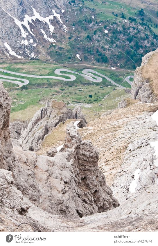 I'm gonna get down that hole! Environment Nature Landscape Rock Alps Mountain Peak Canyon Exceptional Dangerous Steep Steep face Winding road Street Pass Whorl