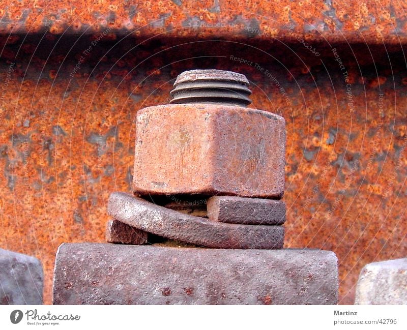 screw Screw Railroad tracks Fastening Charlottenburg Electrical equipment Technology Rust abandoned track