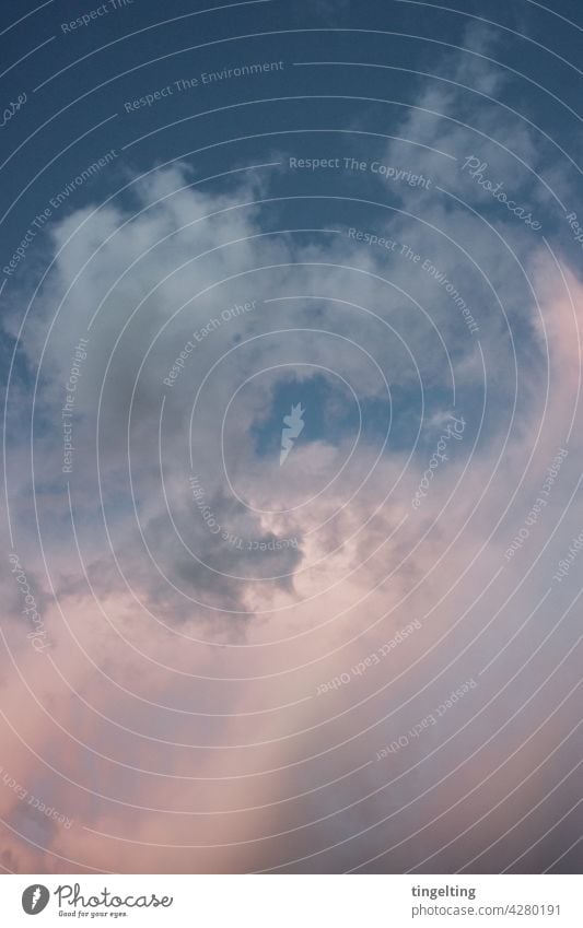 Pink Cloud thundercloud Thunder and lightning Sky Dark Evening Rain Wind Gale Blue Weather luminescent background Nature Landscape Cloud formation pink cloud