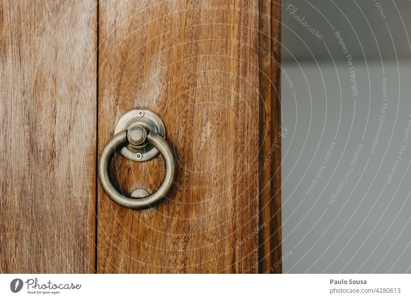 Wooden Door with handle Door handle Door lock Handle wooden Entrance Lock Detail Colour photo Wooden door door handle Deserted Safety Front door Closed Old