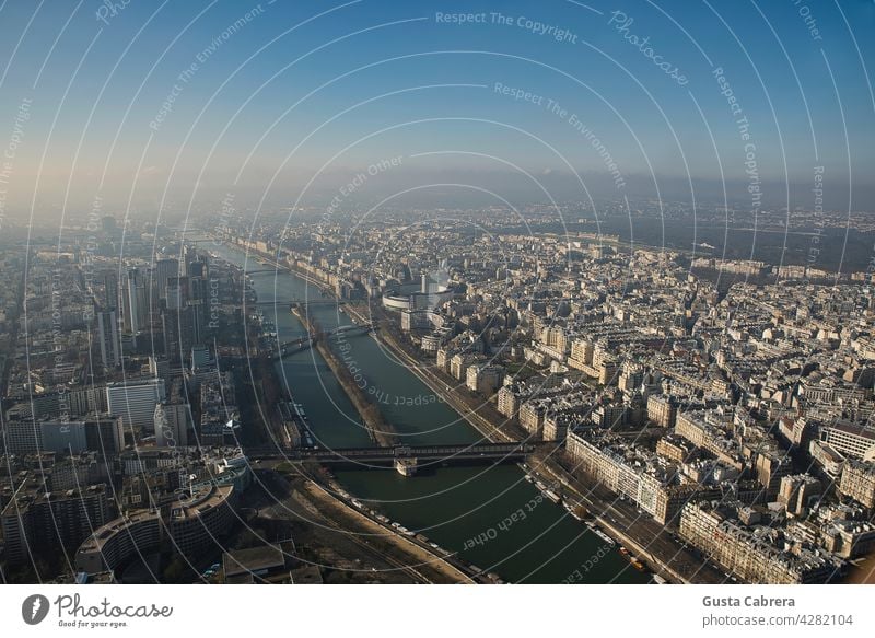 View from above of the city of Paris France and the river sena. sena maritimo Architecture outdoor france Europe travel Travel photography travel destination