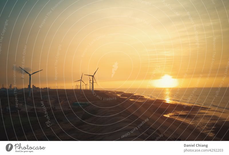 Sunset Beach With Mill mill sunset sunrise dawn beach ocean water wave light golden golden hour sky landscape nature beautiful coast Nature orange vacation