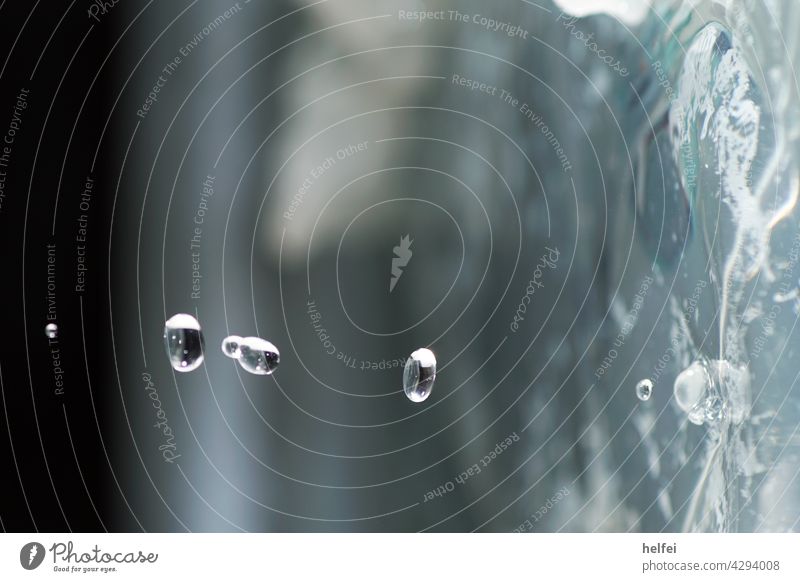 Water drops in detail against background gradient in studio Drops of water Macro (Extreme close-up) Close-up rainy raindrops Rainwater Copy Space Detail Damp