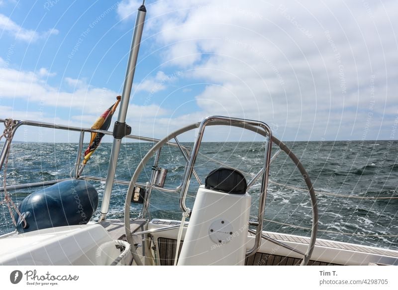 View over the rudder to the horizon Baltic Sea Sailing Sailing ship Oar Colour photo Horizon Exterior shot Ocean Sailboat Water Day Navigation Vacation & Travel