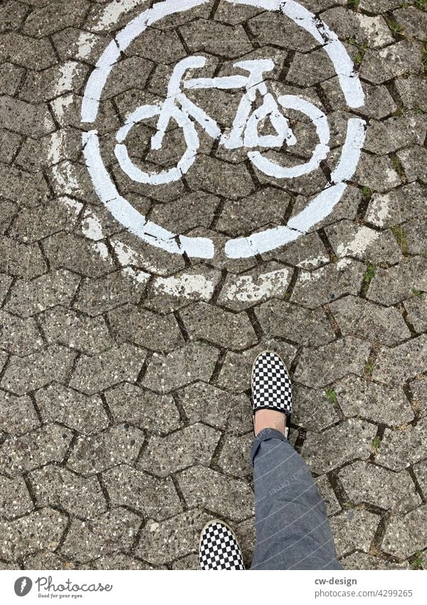 Cycle path in Cuxhaven near Berlin Asphalt Cycling Traffic infrastructure Lanes & trails Street Road traffic Means of transport Mobility Bicycle Transport