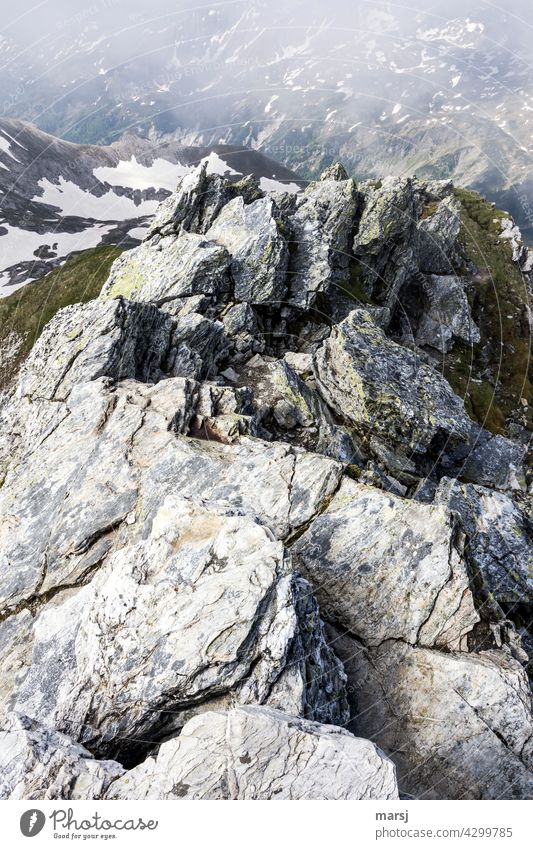 Rocks, snow and also still snow Mountain Nature Alps Vacation & Travel Hiking Tourism Exterior shot Contrast Cold Subdued colour Trip Snow Deep depth of field