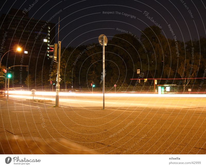 An evening in Hamburg Night Long exposure Speed Transport Traffic light Street Floodlight