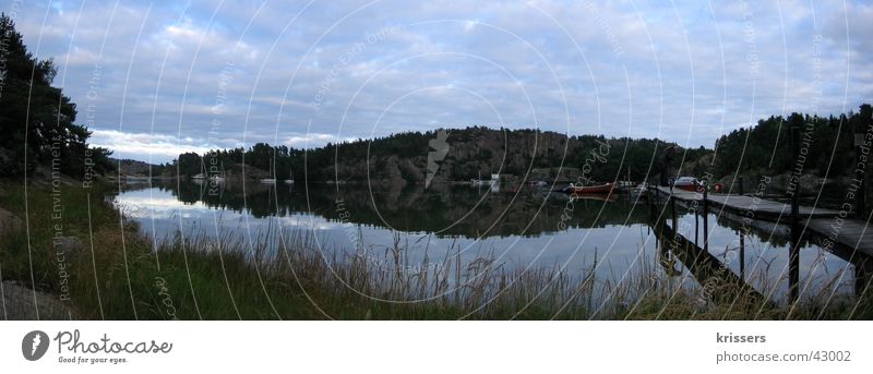 Sweden in Panorama Ocean Water Lake Dream Large Footbridge Scandinavia Europe Panorama (Format) Evening Panorama (View)