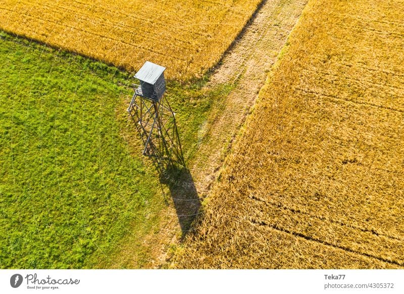 The high seat Hunting Blind hunting Animal Wild animal Aerial photograph acre Farm