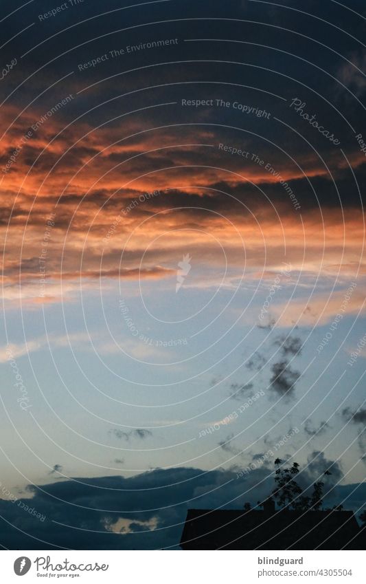 Layers of color in the firmament Clouds evening sky Sunset Evening Dusk Sky Exterior shot Twilight Deserted Silhouette Contrast Environment Colour photo Nature