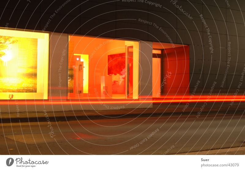 shop windows Shop window Yellow Red Light Long exposure Street Orange