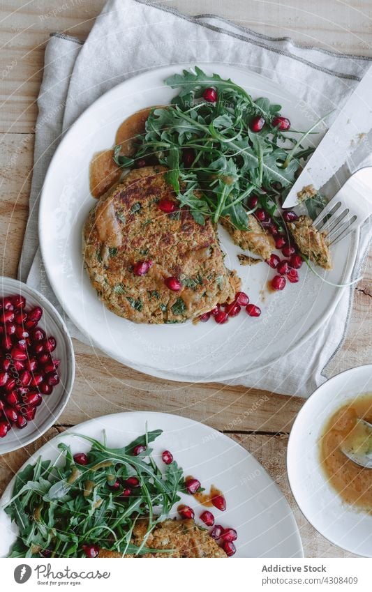 Vegan burgers on wooden table food quinoa rustic appetizer vegan black board salad vegetarian concept delicious vegetable dinner diet lunch cuisine fresh meal