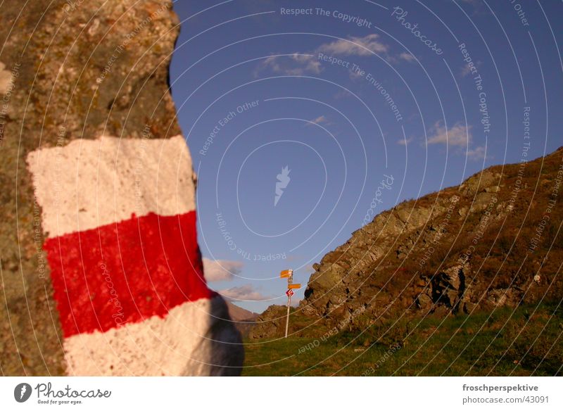 hiking is the... Hiking Footpath Switzerland Sun White Red Transport Road marking Mountain Alps Nature Sky Direction Exterior shot