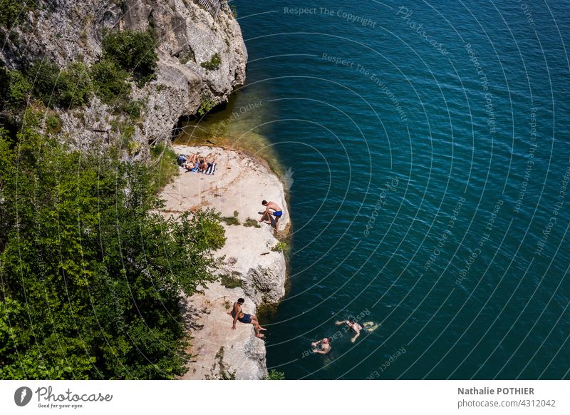 Swimming in the Gardon, view of the Pont du Gard, in Provence Swimming & Bathing Water Summer Vacation & Travel Summer vacation Colour photo Tourism