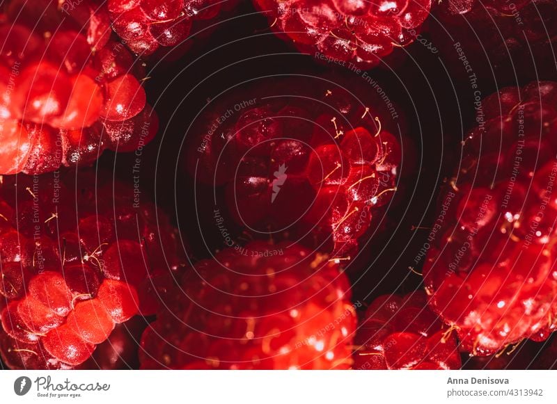 Macro of Fresh raspberries raspberry summer ripe delicious macro nutrition tasty food flatlay diet red sweet nutritious garden top view flat lay food background