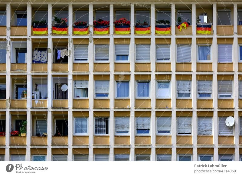 Box construction Ludwigshafen euro 2020 Foot ball flags German flag Germany House (Residential Structure) Sports event World Cup flagged flag parade