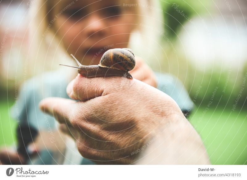 Father and child in nature - showing the world Father and Child Marvel observantly Indicate Animal interested Tension Curiosity Parenting Explain Daughter