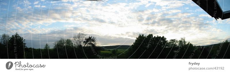 far sky Panorama (View) Wide angle Clouds Tree Back-light Sunset Sky Large Panorama (Format)