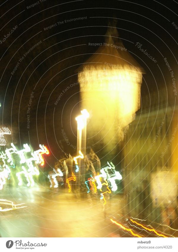 Tübingen gate at night Night Town Long exposure Blur Architecture Reutlingen Gate Tower Light Car