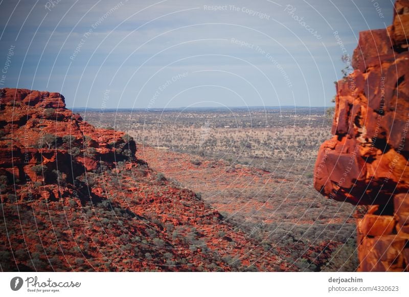 View from Kings Canyon, with its red rocks into the outback. Outback Nature Australia Landscape Deserted Panorama (View) Sky Colour photo Weather Summer