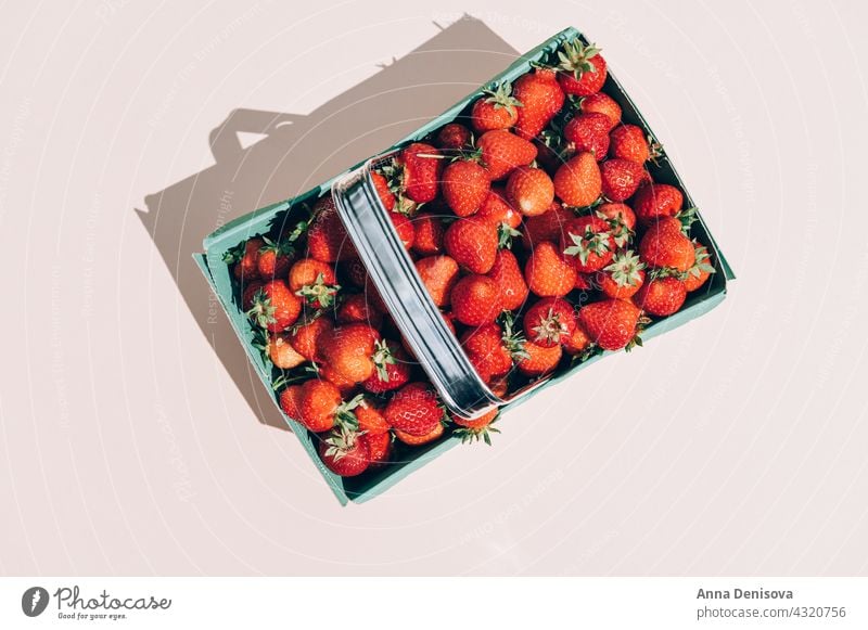 Macro of Fresh strawberries strawberry summer ripe delicious macro nutrition tasty food flatlay diet red sweet farm picking nutritious garden top view flat lay