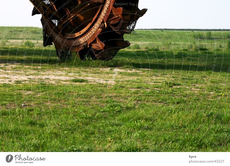 foreign bodies Lignite Dismantling Work and employment Saxony-Anhalt Meadow Green Round Large Relationship Mechanical shovel Mining ferropolis Earth Nature