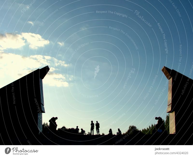 summer day at the memorial Soviet Memorial Monument Back-light Sunlight Silhouette people Tourist Attraction Summer's day Beautiful weather Dusk