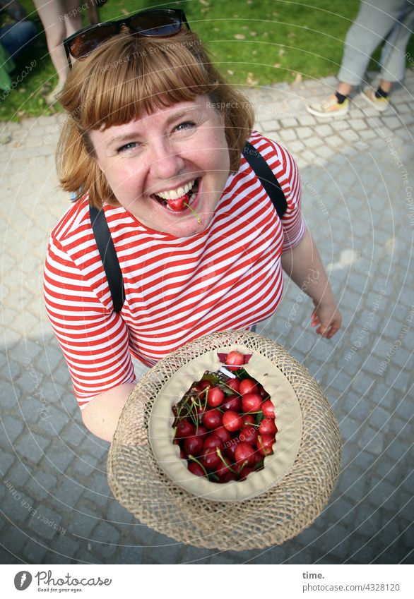 ParkTourHH21 | Wild Cherry Collection Woman cherries Laughter Hat Bird's-eye view cheerful fun Bite Red-haired Sunglasses