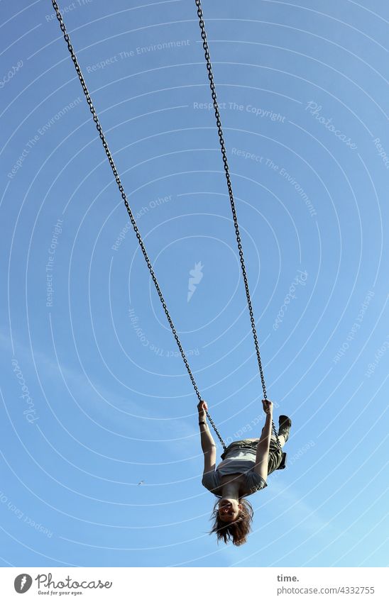 ParkTourHH21 | Childhood Memory Infancy Freedom Long-haired Rocking scaffold Flying To hold on stop Relaxation fun Sports free time Sit Sky Swing Woman