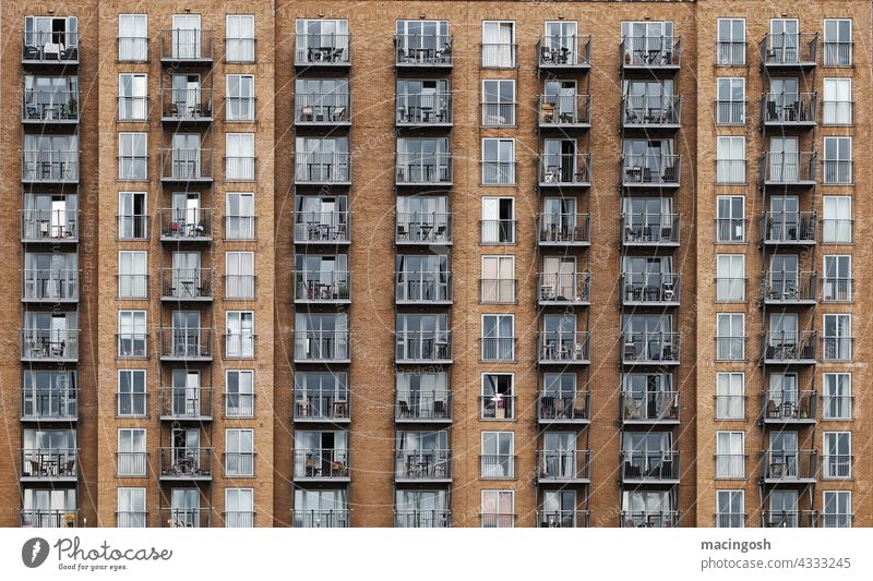 London Docklands limehouse Canary Wharf Architecture England Great Britain Deserted Exterior shot City Building Facade block of flats compaction urban