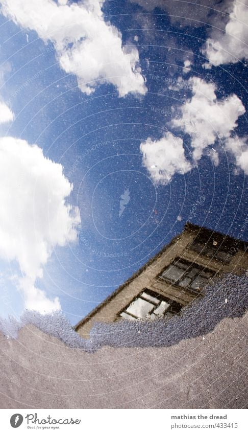 mirror Sky Clouds Summer Beautiful weather House (Residential Structure) Manmade structures Building Architecture Wall (barrier) Wall (building) Window