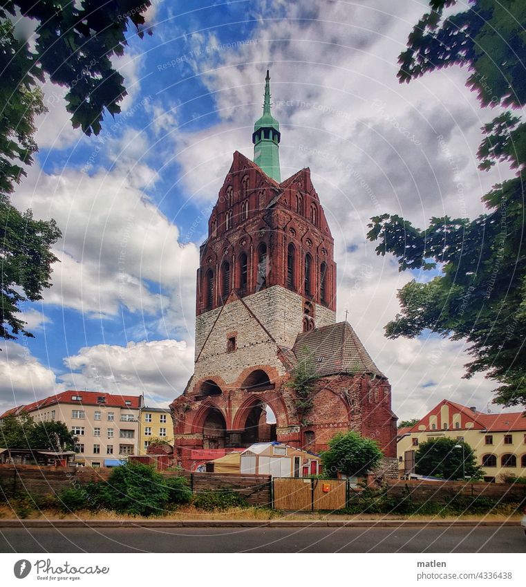 Bethany Church Berlin Ruin Mirbachplatz Hoarding Sky Clouds Tree Lake Weißensee Exterior shot House (Residential Structure)