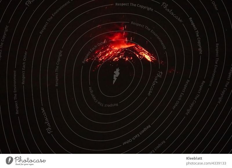 Etna - volcanic activity at night Mount Etna Volcano Sicily Mountain Italy Nature Eruption Vantage point Volcanic crater Tourism Expedition Lava Sulphur Sky