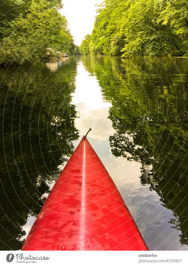 Kayak on the Hohenzollern Canal boat holidays River Channel Canoe kayak Nature Summer Summer vacation Surface of water Aquatics water migration Water reflection