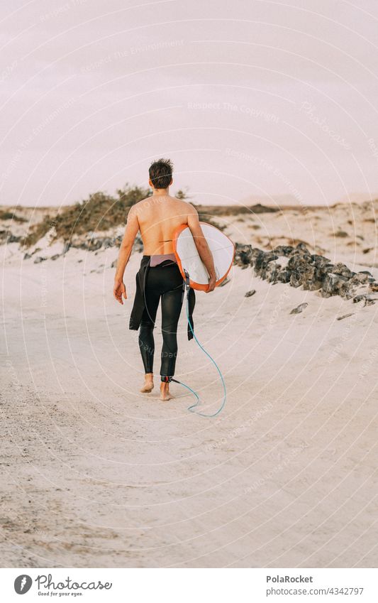 #AS# Surfer walking Surfing Surfboard Surf school Surfers Paradise Fuerteventura Canary Islands Aquatics Extreme sports coast Beach Waves Sports Lifestyle