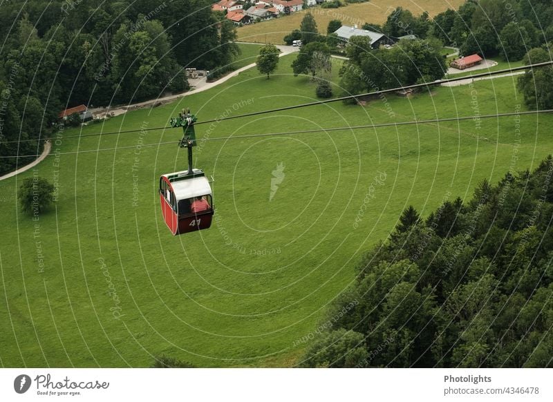 Red cable car on the way! gondola Cable car Rope Mountain Gondola Exterior shot Alps Colour photo Day Vacation & Travel Nature Trip Hiking Summer Driving