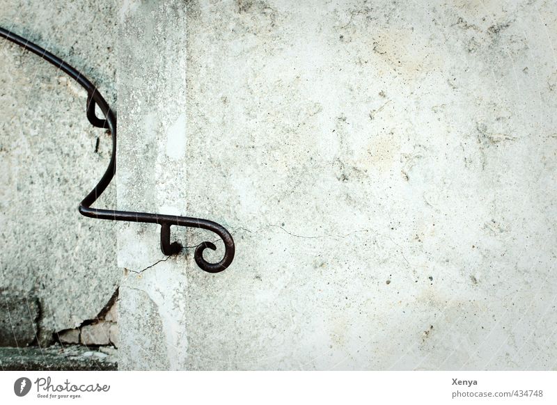 text space Stairs Banister Gray Black Sadness Grief Loneliness Wall (building) Curved Handrail Subdued colour Exterior shot Deserted Copy Space right Day