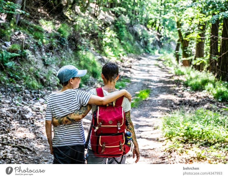 DREAM TEAM Sunlight portrait Light Day Contrast Exterior shot Colour photo Motherly love Happy Happiness Contentment Trust Together Love Son Brash Laughter